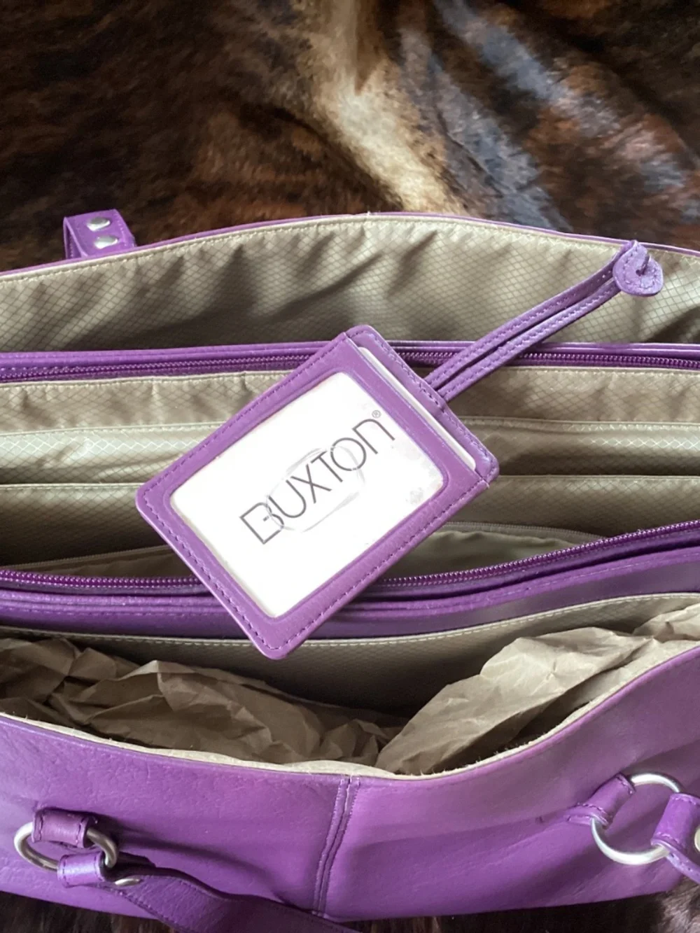 Buxton The Madison Tote Purple Leather Brief/Laptop Case Handbag💜🦋💜